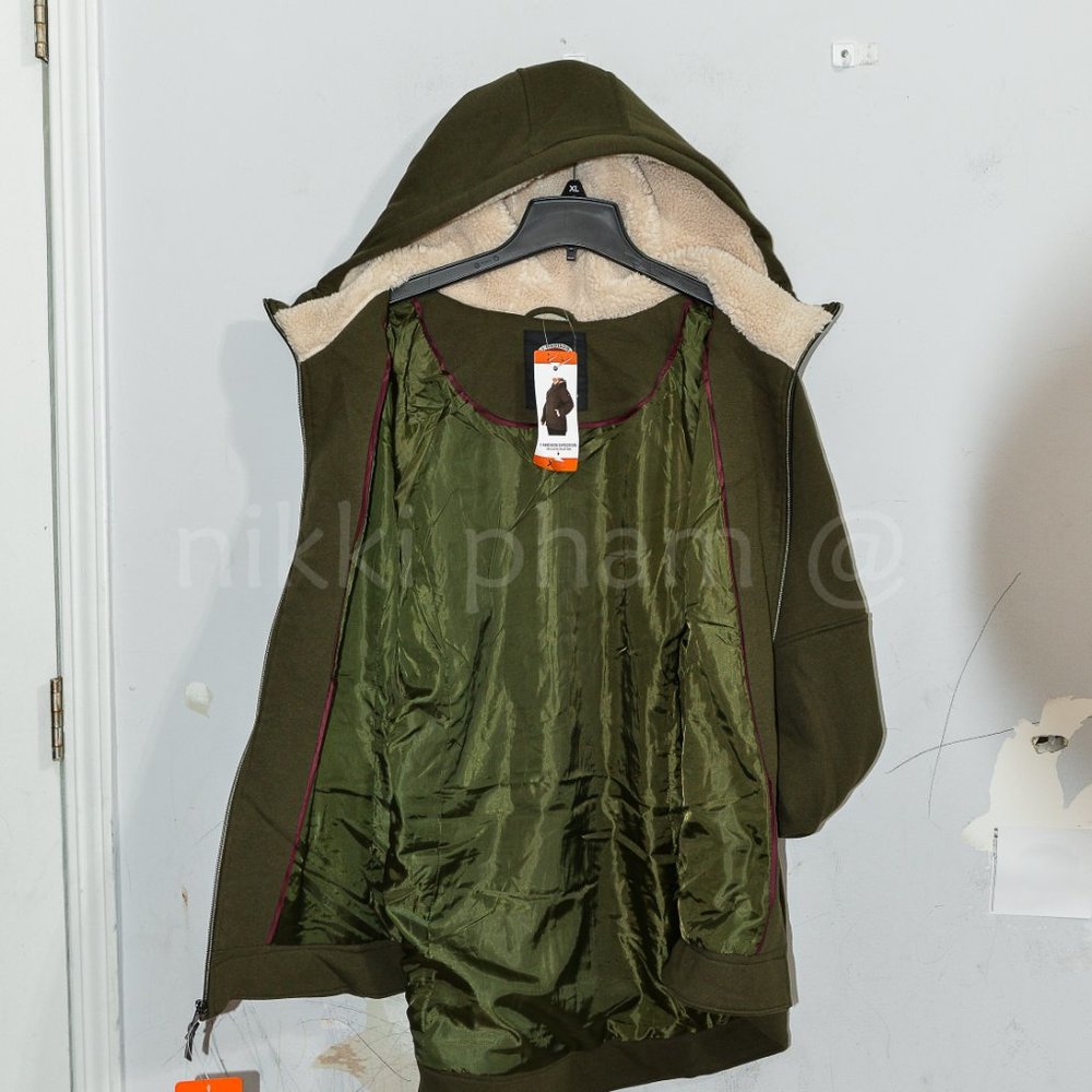 1 Madison Expedition Women's Knit Full Zip Hood Jacket in green - Picture 4 of 7